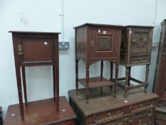TWO MAHOGANY AND AN OAK BEDSIDE CUPBOARD