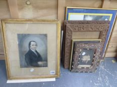 A 19th CENTURY PASTEL PORTRAIT OF A GENTLEMAN, 24 x 19cm, TOGETHER WITH OTHER WORKS BY DIFFERENT