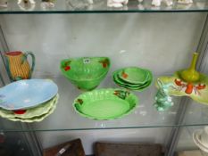 A COLLECTION OF CARLTON GREEN LEAF WARES, A SYLVAC RABBIT AND A SHORTER SWEETCORN MODELLED JUG