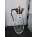 A CARRS SHEFFIELD SILVER MOUNTED CLEAR GLASS CLARET JUG