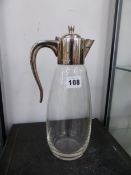 A CARRS SHEFFIELD SILVER MOUNTED CLEAR GLASS CLARET JUG