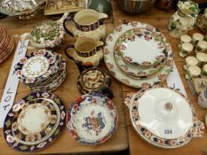 MISCELLANEOUS TEA AND DINNER WARES IN IMITATION OF CROWN DERBYS IMARI PALETTE