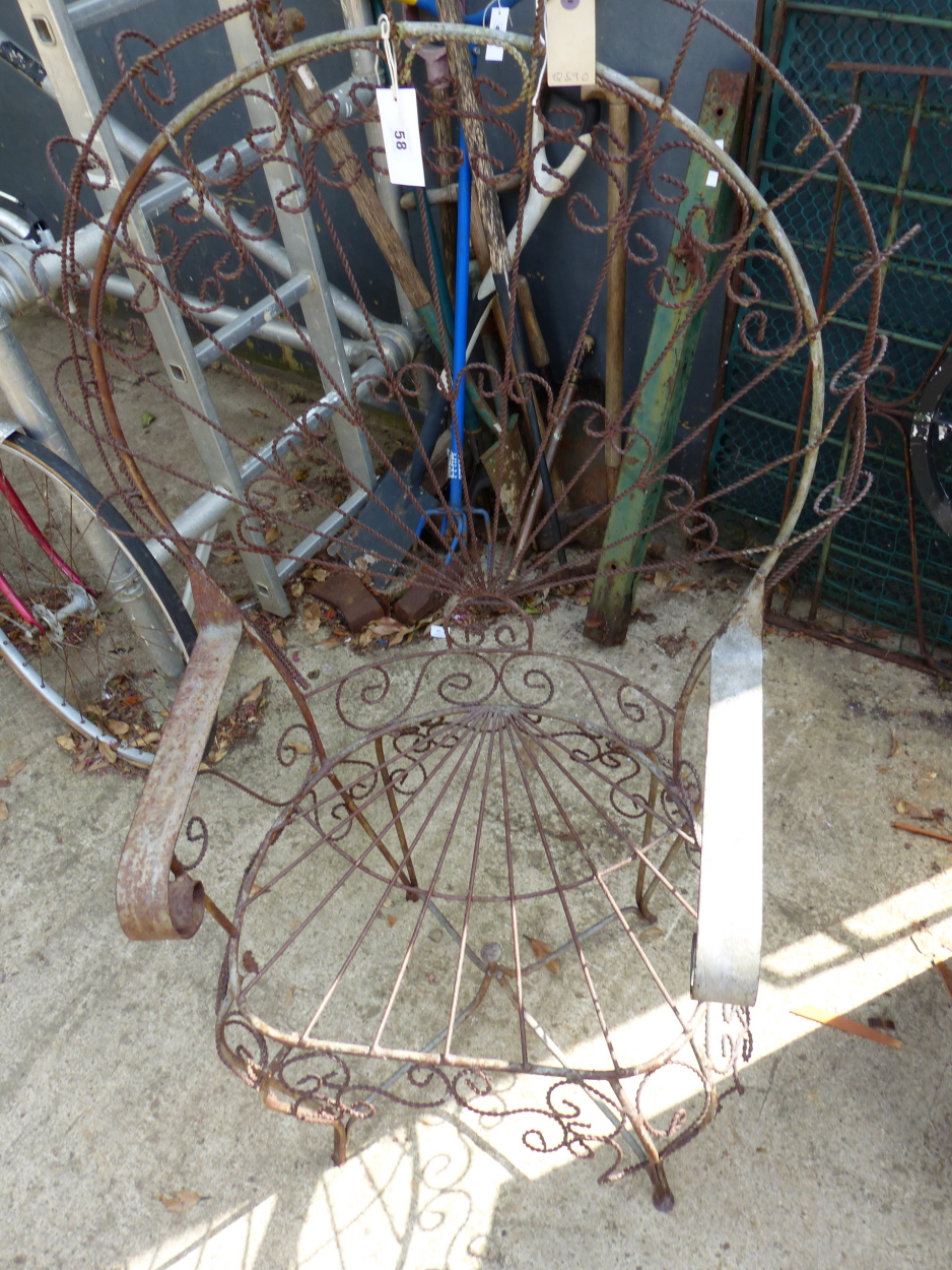 A SALTINI WIREWORK PEACOCK CHAIR