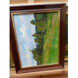 20th.C. RUSSIAN SCHOOL. THREE LANDSCAPE OIL PAINTINGS, SIGNED INDISTINCTLY, TWO OIL ON CANVAS WITH
