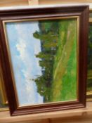 20th.C. RUSSIAN SCHOOL. THREE LANDSCAPE OIL PAINTINGS, SIGNED INDISTINCTLY, TWO OIL ON CANVAS WITH