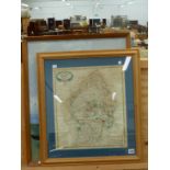 AN ANTIQUE MAP OF STAFFORDSHIRE, AFTER ROBERT MORDEN, 44 X 38cm, TOGETHER WITH A CONTEMPORARY