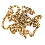 A 9ct HALLMARKED GOLD CURB NECKLACE. LENGTH 77.5cms. WEIGHT 40.4grms.