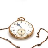 A 9ct HALLMARKED YELLOW GOLD OPEN FACE DENNISON CASED POCKET WATCH. THE 17 JEWELLED MOVEMENT