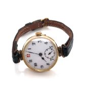 A 9ct YELLOW GOLD HALLMARKED LADIES 15 JEWEL SWISS MADE WRIST WATCH. MOVEMENT AND COVER BOTH STAMPED