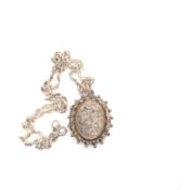 A VICTORIAN SILVER HALLMARKED OVAL PORTRAIT LOCKET DATED 1882 BIRMINGHAM, SUSPENDED ON A LATER