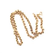 A 9ct YELLOW GOLD HALLMARKED BELCHER CHAIN. LENGTH 46.5cms, WEIGHT 15.03grms.