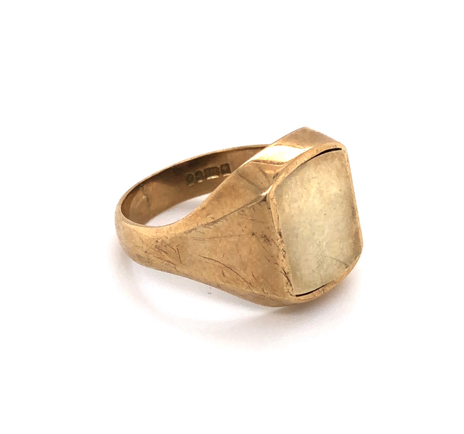 A VINTAGE 9ct YELLOW GOLD HALLMARKED MASONIC BLUE ENAMEL SPINNER RING. DATED 1980, BIRMINGHAM. - Image 5 of 8