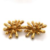 A PAIR OF VINTAGE CHRISTIAN LACROIX GOLD PLATED CLIP ON EARRINGS, SIGNED AND STAMPED TO REVERSE MADE