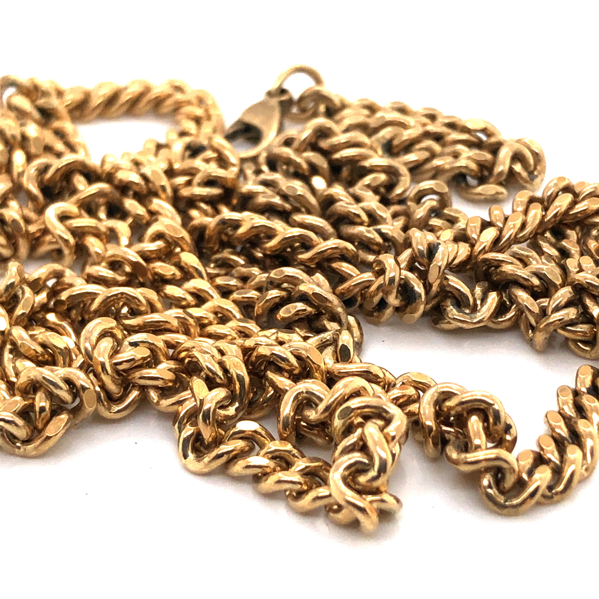 A 9ct HALLMARKED GOLD CURB NECKLACE. LENGTH 77.5cms. WEIGHT 40.4grms. - Image 2 of 3