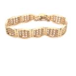 A 9ct YELLOW GOLD HALLMARKED VINTAGE TWISTED SOLID LINK FANCY GATE BRACELET COMPLETE WITH PADLOCK