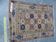 AN ANTIQUE CAUCASIAN RUG 142 x 108cm