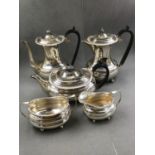 A HALLMARKED SILVER FIVE PIECE TEA AND COFFEE SERVICE DATED 1933 SHEFFIELD FOR WILLIAM HUTTON & SONS