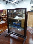 A MAHOGANY RECTANGULAR FRAMED DRESSING TABLE MIRROR