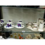 WEDGWOOD SUSIE COOPER POPPY PATTERN COFFEE CANS AND SAUCERS, AND A VINTAGE AYNSLEY COFFEE SET ON