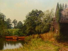 •DAVID SMITH (20th CENTURY SCHOOL). ARR. BOATS FOR HIRE, SIGNED AND DATED OIL ON CANVAS 61 x 91cms.