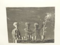 20th CENTURY SCHOOL. EVENING FEAST. PENCIL SIGNED LIMITED EDITION ETCHING.31 x 37cms.