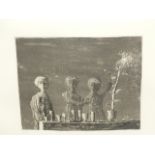 20th CENTURY SCHOOL. EVENING FEAST. PENCIL SIGNED LIMITED EDITION ETCHING.31 x 37cms.