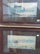 LATE 19th CENTURY ENGLISH SCHOOL, A PAIR OF COASTAL VIEWS, SIGNED INDISTINCTLY, WATERCOLOUR 17 x