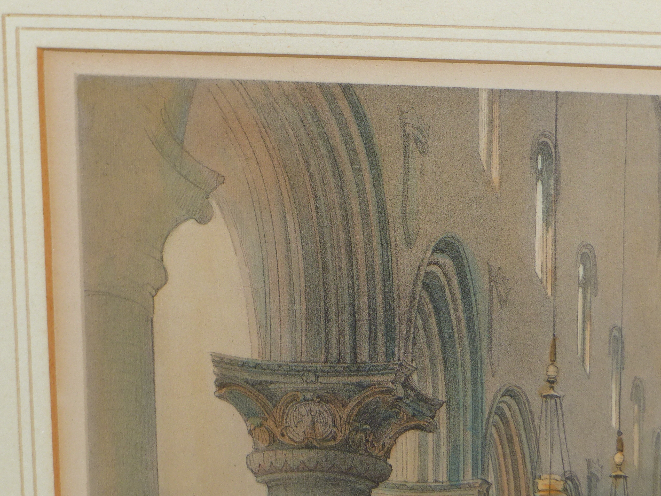 AFTER DAVID ROBERTS. AN ANTIQUE COLOUR PRINT CHAPEL OF THE CONVENT OF ST, CATHERINE ON THE MOUNT. - Image 6 of 9