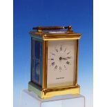 A L'EPEE CARRIAGE CLOCK RETAILED BY MAPPIN AND WEBB, THE PLATFORM ESCAPEMENT MOVEMENT STRIKING ON