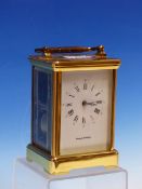 A L'EPEE CARRIAGE CLOCK RETAILED BY MAPPIN AND WEBB, THE PLATFORM ESCAPEMENT MOVEMENT STRIKING ON