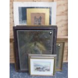A GROUP OF WATERCOLOURS AND PASTELS OF RURAL SUBJECTS INCLUDING ANIMALS, LANDSCAPES, ETC, SIZES