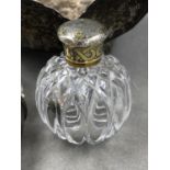 A S. MORDAN & CO MAKERS WHITE METAL AND GILDED LIDDED CUT GLASS SCENT BOTTLE TOGETHER WITH A WHITE