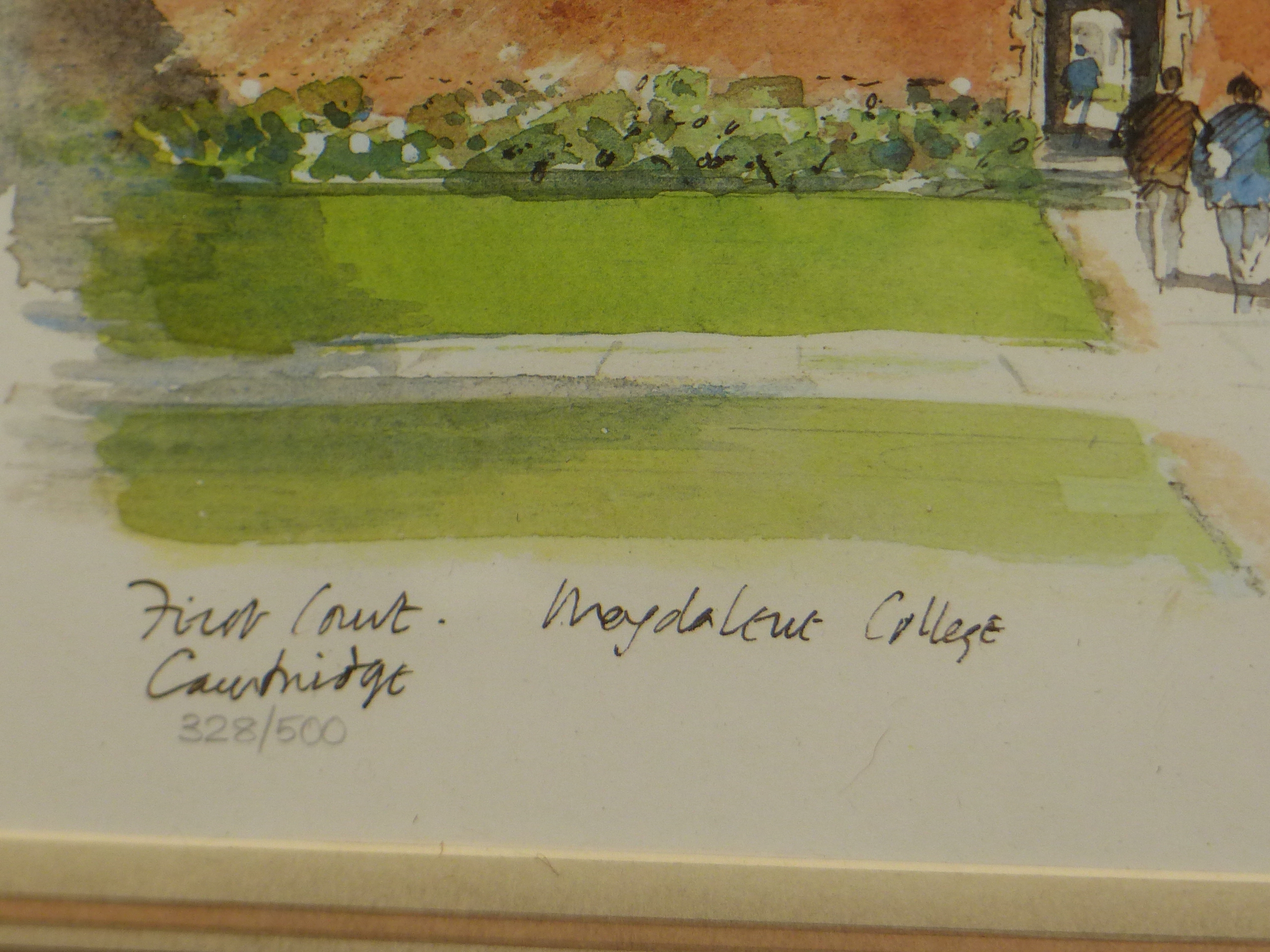 •AFTER HUGH CASSON (1910 - 1999). ARR. MAGDALEN COLLEGE, PENCIL SIGNED LIMITED EDITION COLOUR PRINT. - Image 3 of 4