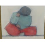 LATE 20th CENTURY CONTINENTAL SCHOOL. SEATED FIGURE. SIGNED AND INSCRIBED INDISTINCTLY VERSO, OIL ON