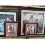 UNUSUAL SHADOW BOX FRAMED FIGURAL PICTURES SIZES VARY LARGEST 67 x 67cm (4)