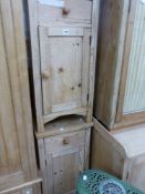 A PAIR OF BEDSIDE CUPBOARDS, EACH WITH SINGLE DRAWER OVER THE DOOR. W 41 x D 47 x H 80cms.