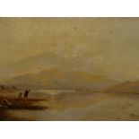 EDWIN BODDINGTON (1836 - 1905) A WELSH LANDSCAPE, OIL ON CANVAS, LABEL VERSO 30 x 56 cm