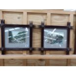 A PAIR OF TRAMP ART TYPE FRAMES WITH VINTAGE LANDSCAPE PHOTOS, SIZES OVERALL H43 W47cm