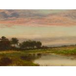 D SHERRIN (1868 - 1940) EVENING GLOW. SIGNED OIL ON CANVAS. 51 x 77 cm