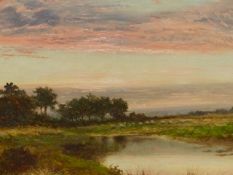 D SHERRIN (1868 - 1940) EVENING GLOW. SIGNED OIL ON CANVAS. 51 x 77 cm