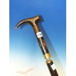 TWO SWORD STICKS AND A WALKING STICK WITH GREYHOUND HEAD HANDLE, ONE BLADE OF SQUARE SECTION AND THE