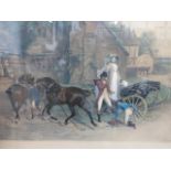 AFTER S. E. WALLER. TWO LARGE FOLIO ANTIQUE HAND COLOURED CARRIAGE PRINTS, 73 x 103cms.