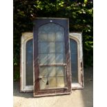 TWO LEADED GLASS WINDOWS IN FRAMES.