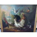 OLD MASTER SCHOOL ATTRIBUTED TO MARMADUKE CRADOCK. POULTRY BY THE LAKE. OIL ON CANVAS 89 x 102 cm