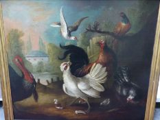 OLD MASTER SCHOOL ATTRIBUTED TO MARMADUKE CRADOCK. POULTRY BY THE LAKE. OIL ON CANVAS 89 x 102 cm