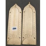A PAIR OF EARLY 19th CENTURY IVORY CARVED FINGER PLATES.