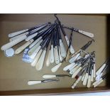 FORTY SMALL BUTTON HOOKS LARGELY WITH BONE HANDLES