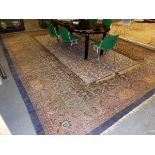 AN ANTIQUE PERSIAN MAHAL COUNTRY HOUSE CARPET (A SECTION OF THE FIELD HAS BEEN REMOVED TO