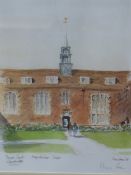 •AFTER HUGH CASSON (1910 - 1999). ARR. MAGDALEN COLLEGE, PENCIL SIGNED LIMITED EDITION COLOUR PRINT.