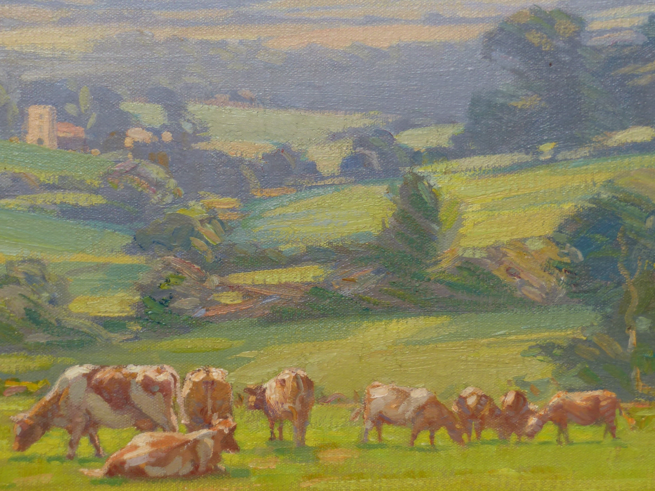 A.W ENNESS (1876-1948) CATTLE IN A MEADOW, SIGNED OIL ON CANVAS 67 x 82cm - Image 6 of 7